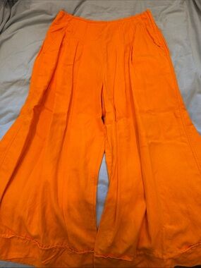 Anthropologie Bold Orange Wide-Leg Pants